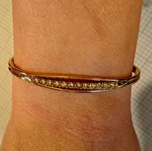 Gold-Tone Crystal Diamond Accent Women's Cuff Bracelet